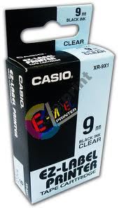 Páska Casio XR-9X1 9mm černý tisk/průhledný podklad 1