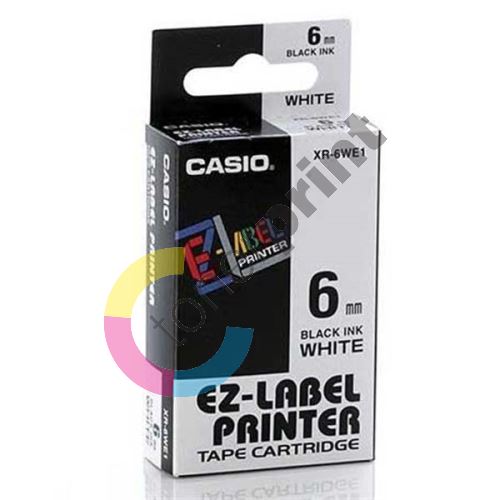 Páska Casio XR-6WE1, 6mm, černý tisk/bílý podklad, originál 1