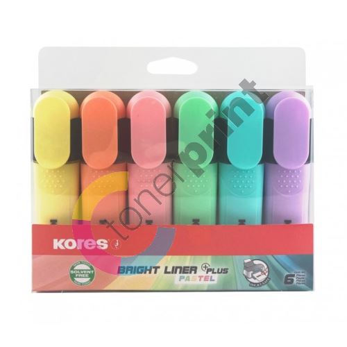Zvýrazňovač Kores Bright Liner Plus Pastel sada 6ks 1