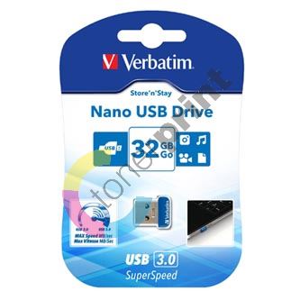 32GB Verbatim Nano Store'n'Stay, USB flash disk 3.0, 98711, modrá