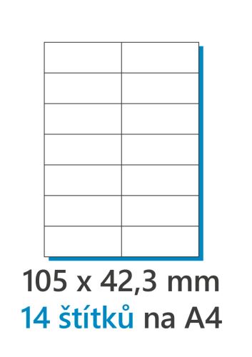 Print etikety Emy 105x42,4 mm, 14ks/arch, 100 archů, samolepící 3
