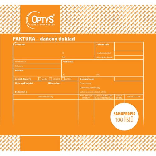 Samopropisovací faktura – daňový doklad 21 × 20 cm, 100 listů (OP1074)