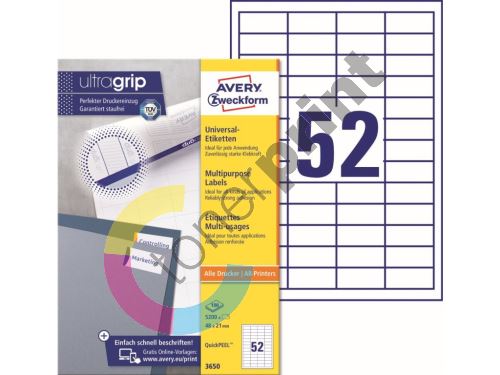 Samolepící etikety Ultragrip 48 x 21 mm, 100 listů A4 3650 1