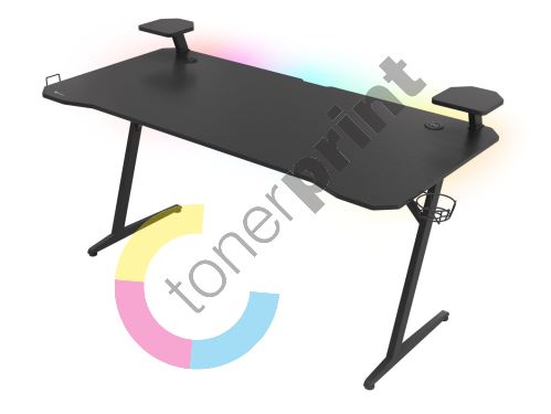 Genesis Holm 510 RGB - herní stůl s RGB podsvícením, 160x75cm, 3xUSB 3.0, bezdrátová nabíj