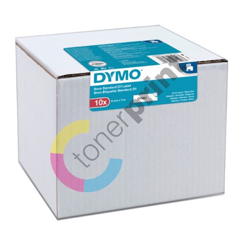Páska Dymo D1 9 mm x 7m, černý tisk/bílý podklad, 2093096, 10ks 1