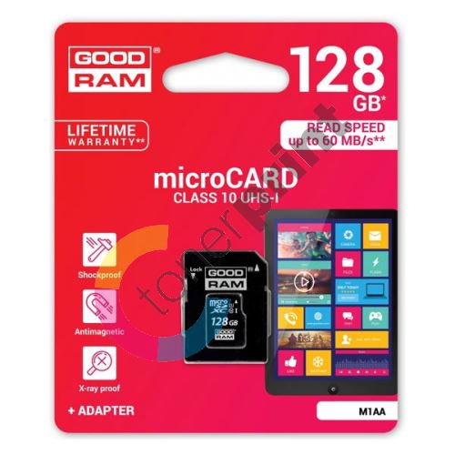 128 GB Goodram Micro Secure Digital Card, micro SDXC, UHS-I U1 (Class 10) 1