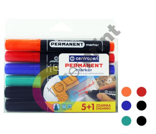 Značkovač Centropen 8566 Permanent, 5+1 barva