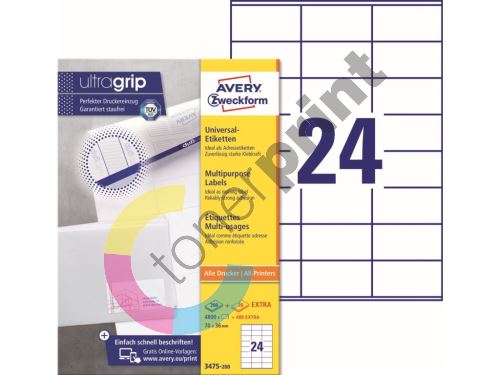 Samolepící etikety Ultragrip 70 x 36 mm, 220 listů A4 3475-200 1
