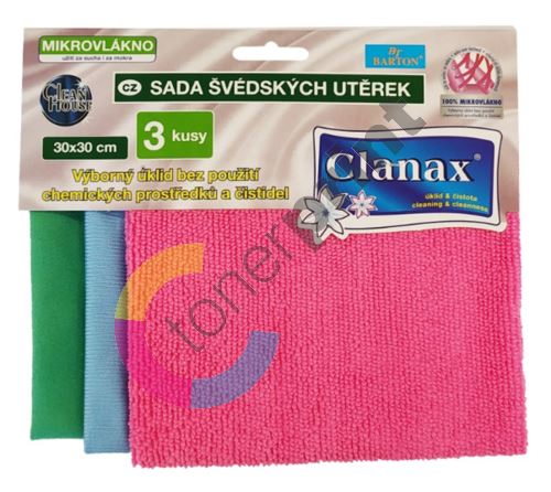 Clanax Švédská utěrka mikrovlákno, mix barev 30 x 30 cm 3 kusy