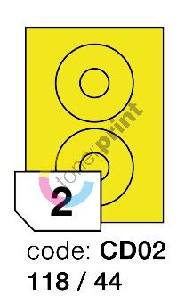 Samolepící etikety Rayfilm Office průměr 118/44 mm 300 archů, fluo žlutá, R0131.CD02D 1
