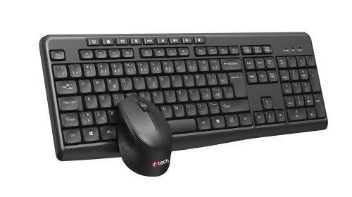 Bezdrátový set klávesnice a optické myši C-TECH WLKMC-04, CZ/SK, 1600 DPI, USB
