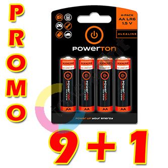 Baterie alkalická, AA, 1.5V, Powerton, box, 10x4-pack, PROMO výhodné balení