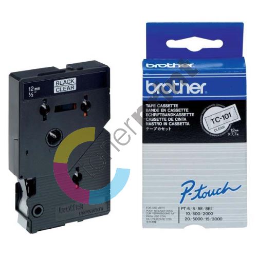 Páska Brother TC-101, 12mm, černý tisk/průsvitný podklad, originál 1