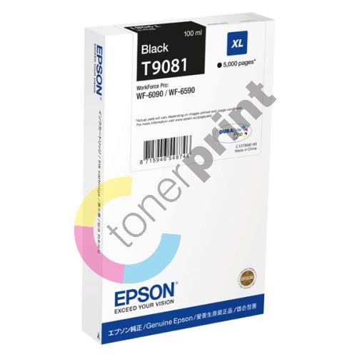 Cartridge Epson C13T908140, XL, black, originál 1