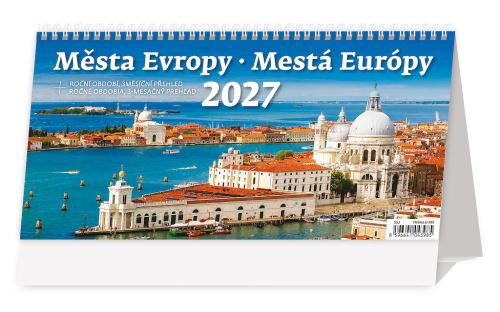 Stolní kalendář 2027 – Města Evropy plánovací týdenní kalendář