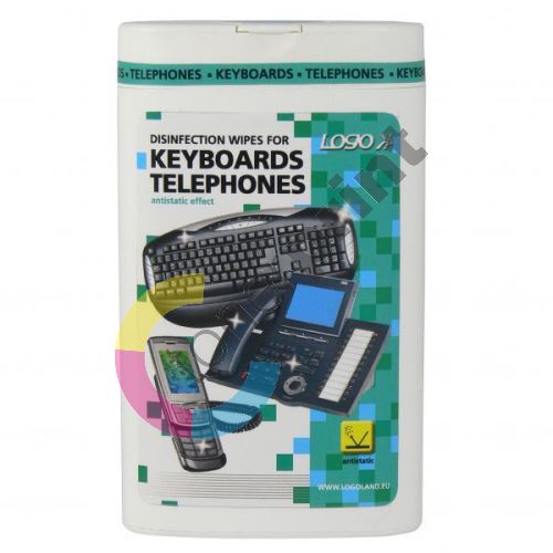 Čisticí trhací ubrousky na klávesnice a telefony, dóza, desinfekční 50ks, Logo 1