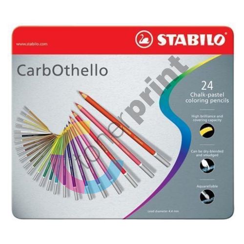 Křídové pastelové barevné pastelky CarbOthello, sada, 24 barev, kulaté, kovová 1