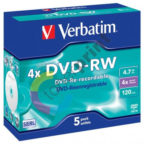 Verbatim DVD-RW, DataLife PLUS, 4,7 GB, Scratch Resistant, jewel box, 43285, 4x, 1