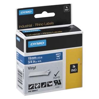 Páska Dymo 19mm x 5.5m bílý tisk/modrý podklad, 1805417