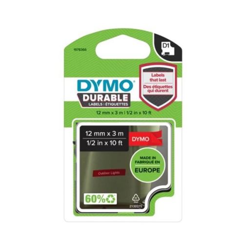 Štítky Dymo 1978366, bilý tisk/červený podklad, 3m, originál