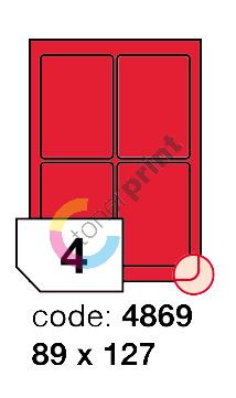 Samolepící etikety Rayfilm Office 89x127 mm 300 archů, fluo červená, R0132.4869D 1