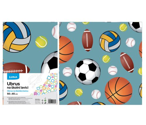 Ubrus na školní lavici LUMA Sport, PVC, 50 × 65 cm