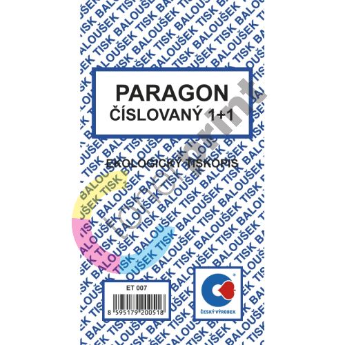 Paragon číslovaný 1+1 A6 ET-007 / 50 listů jeden blok 1
