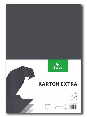 Barevný karton Extra 300g A4, 10listů, černý