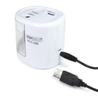 Elektrické stolní ořezávátko Rapesco PS12-USB, USB/baterie, 2 otvory, bílé (2)