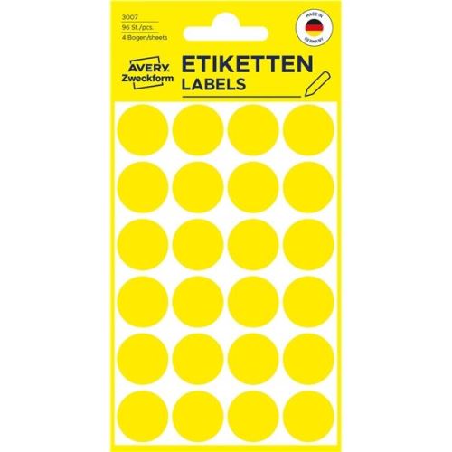 Etikety na ruční popis kolečko průměr 18 mm - žluté - 3007