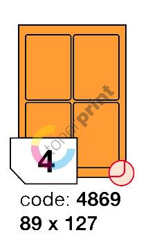 Samolepící etikety Rayfilm Office 89x127 mm 300 archů, fluo oranžová, R0133.4869D 1