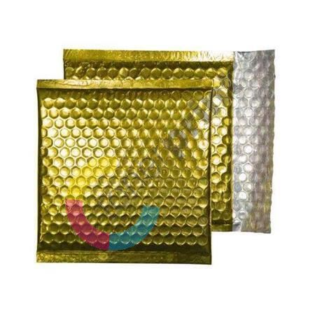 Obálka, třpytivá zlatá, bublinková, CD, 165 x 165 mm