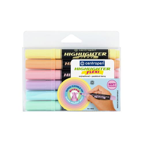 Centropen 8542 Highlighter Flexi Soft, pastelová sada 6 barev 1