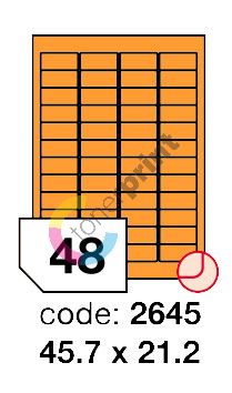 Samolepící etikety Rayfilm Office 45,7x21,2 mm 300 archů, fluo oranžová, R0133.2645D 1