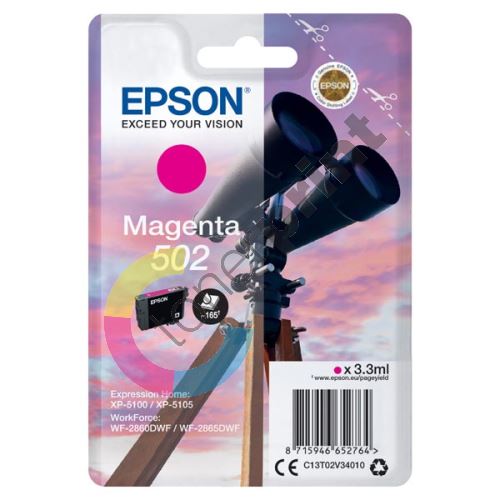 Cartridge Epson C13T02V34010, magenta, 502, originál 1