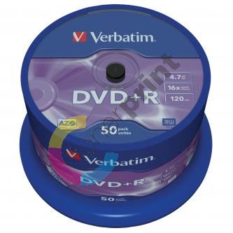 Verbatim DVD+R, DataLife PLUS, 4,7 GB, Scratch Resistant, cake box, 43550, 50-pack