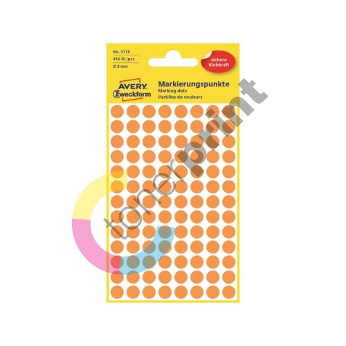 Etikety na ruční popis kolečko průměr 8 mm - světle oranžové - 3178 1