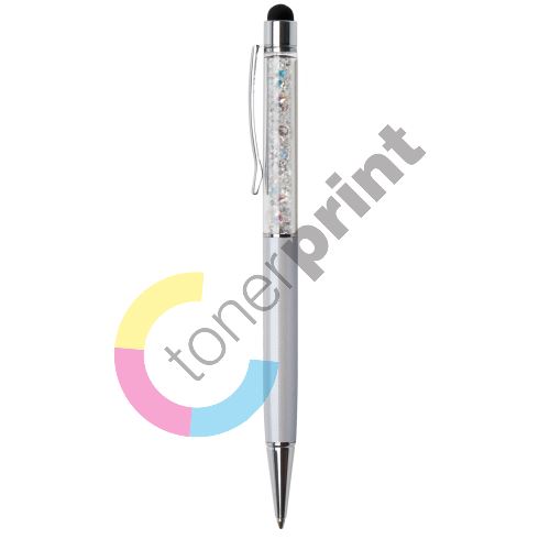 Kuličkové pero Touch, Swarovski Crystals, krémově bílá, bílý krystal 2