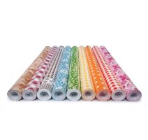 Úklidový papír s PE vrstvou, 50 cm × 10 m, mix vzorů