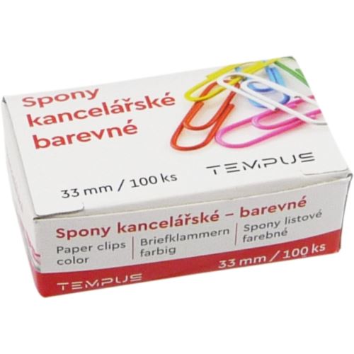 Kancelářské sponky 33 mm – Deli E39716, barevné (100 ks)