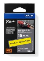 Páska do štítkovače Brother TZE-FX641, 18mm, černý tisk/žlutý podklad, originál