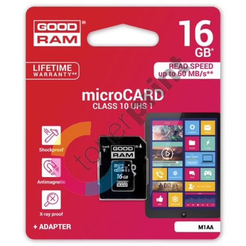 Goodram 16GB Micro Secure Digital Card,UHS-I, s adaptérem 1
