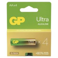 Tužkové baterie GP Ultra AA / LR6 / MN1500 / Mignon, alkalické 1,5 V, 4 ks Tužkové baterie GP Ultra AA / LR6 / MN1500 / Mignon, alkalické 1,5 V, 4 ks