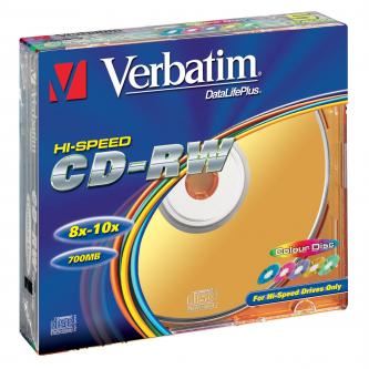 Verbatim CD-RW SERL Colour 700 MB 8–12×, 80 min, 5 ks – 43167