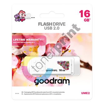 Goodram USB flash disk, USB 2.0, 16GB, UME2, UME2, bílý, UME2-0160W0R11-SP