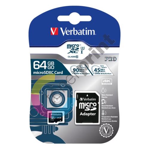 Verbatim micro SDXC 64GB, 47042, Class 10 UHS-I 1