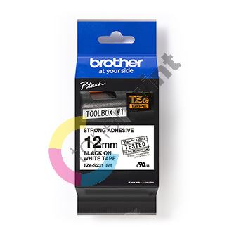 Páska do štítkovače Brother TZe-S231, 12mm, černý tisk/bílý podklad, originál