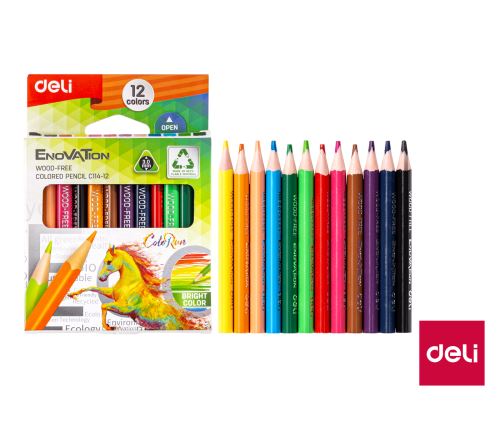Pastelky Deli ColoRun 12 barev mini trojhranné