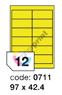 Samolepící etikety Rayfilm Office 97x42,4 mm 300 archů, fluo žlutá, R0131.0711D 1