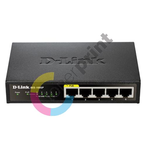 Switch D-Link DES-1005P, LAN, 10/100Mbps, 5-ti portový 1